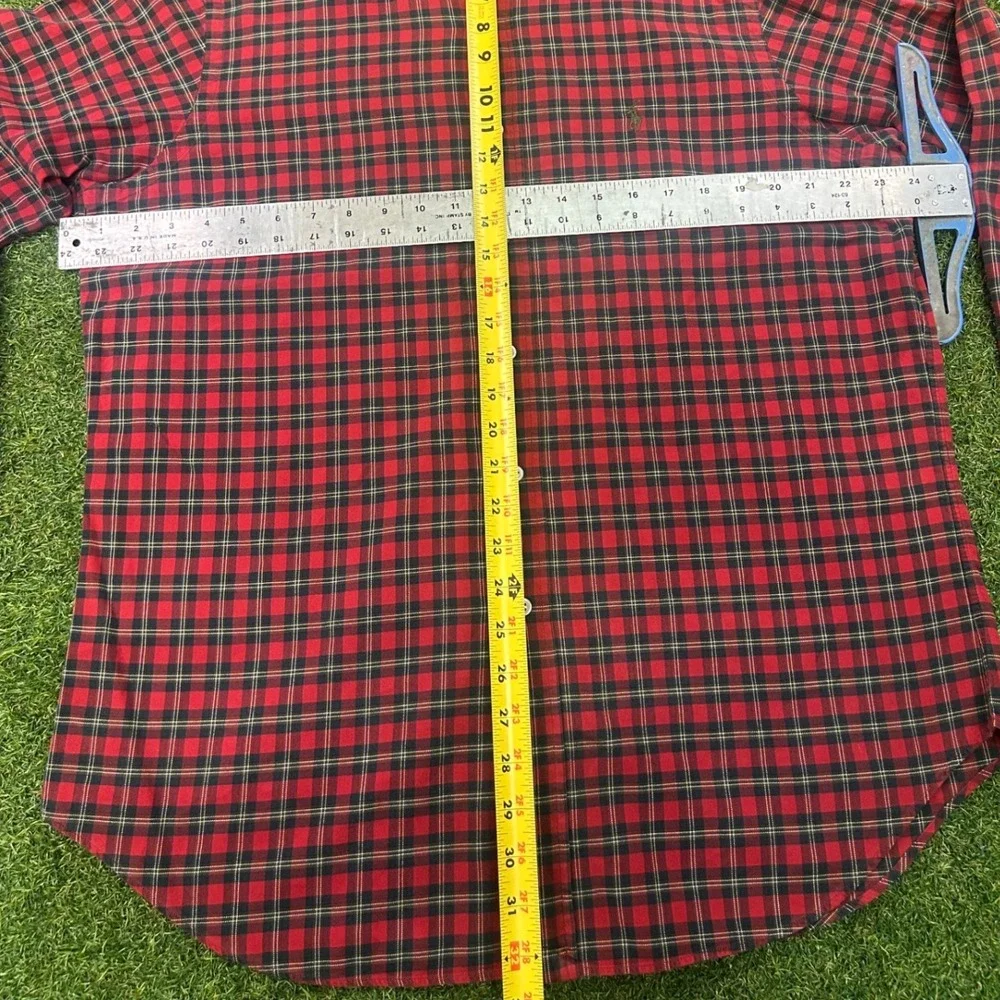 Ralph Lauren Men Large Red Black Plaid Classic Fit Button Down Shirt Long Sleeve
